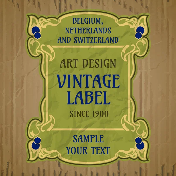 Vector Vintage Items Portada Art Nouveau — Vector de stock