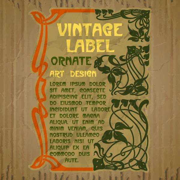 Vektor Vintage Objekt Omslag Art Nouveau — Stock vektor