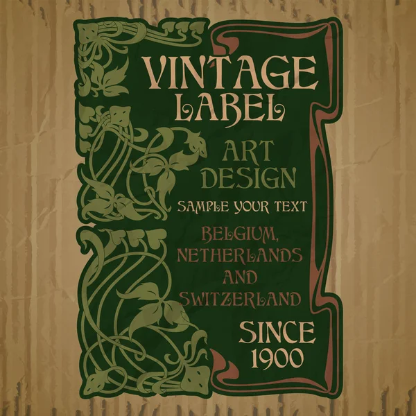 Oggetti Vettoriali Vintage Copertina Art Nouveau — Vettoriale Stock
