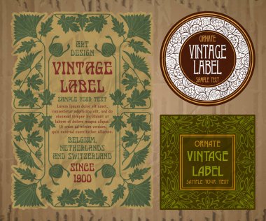 vektör vintage öğeleri: kapak Art Nouveau