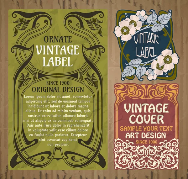 Vektor Vintage Objekt Omslag Art Nouveau — Stock vektor