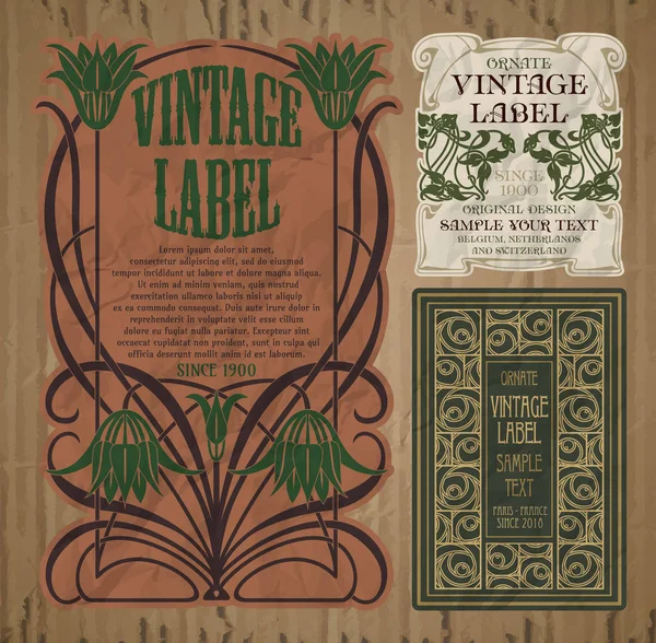 Vektor Vintage Objekt Omslag Art Nouveau — Stock vektor