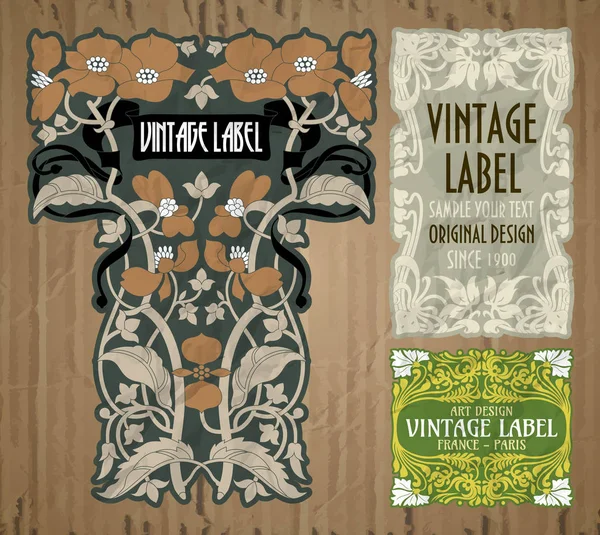 Vector Vintage Items Portada Art Nouveau — Archivo Imágenes Vectoriales