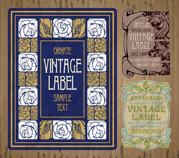 Vector Vintage Items Portada Art Nouveau — Vector de stock