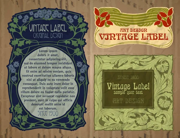 Vector Vintage Items Portada Art Nouveau — Vector de stock