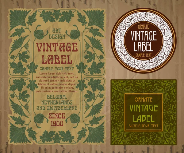 Vektor Vintage Objekt Omslag Art Nouveau — Stock vektor