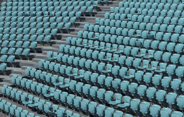 Vollbild Ansicht Bei Blauen Stadionsitzen — Stockfoto