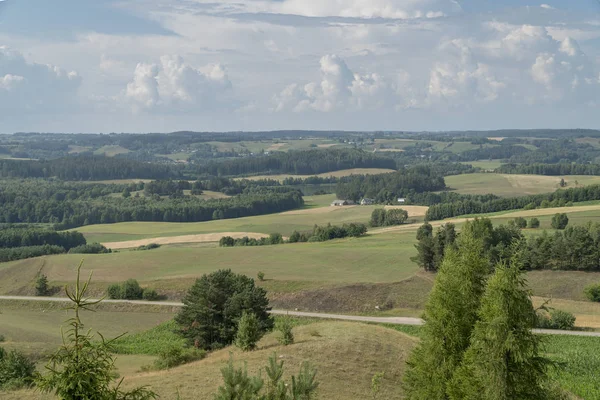 Powyżej Widok Wiejskich Krajobrazów Suwalskiego Parku Krajobrazowego — Zdjęcie stockowe