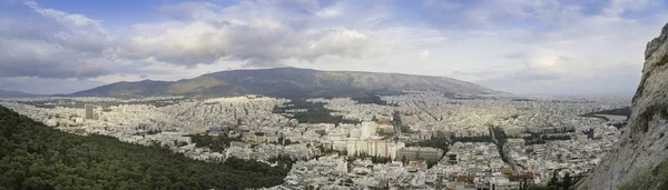 Wide Panorama View Athens Greece Summer Cloudy Day Stock Image