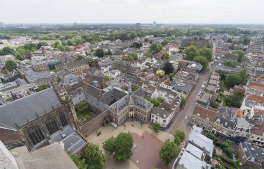 Domtoren havadan görünümden üzerinde Utrecht, Hollanda