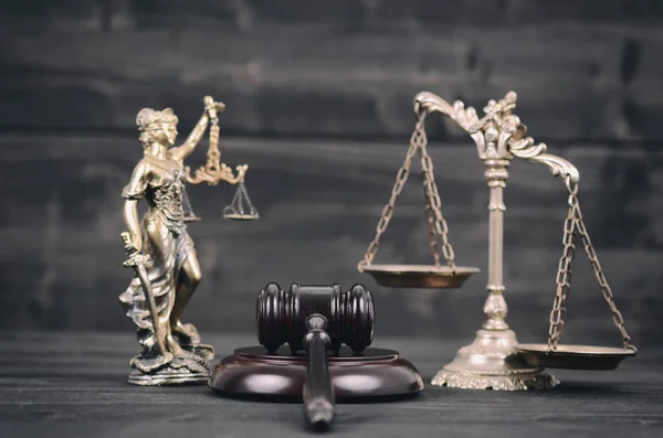 Law Justice Legality Concept Lady Justice Scales Justice Judge Gavel — Stock Photo, Image