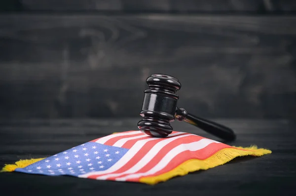 Law Justice Legality Concept Judge Gavel United States America Flag — Stock Photo, Image