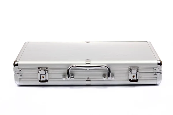 Metallic Suitcase White Background Metalic Briefcase — Stock Photo, Image