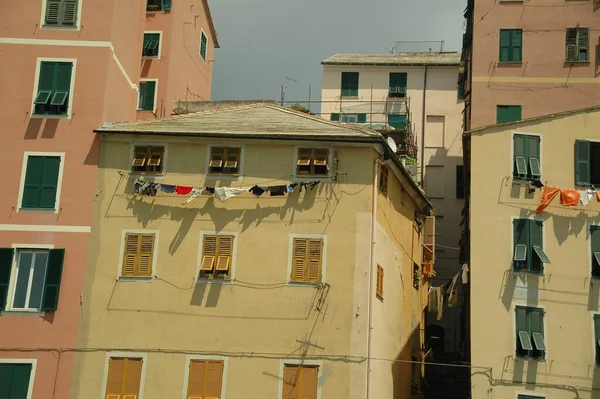 Gamla Italienska Byggnadsdetaljer Gamla Stan Genua Genova Italien Stockbild