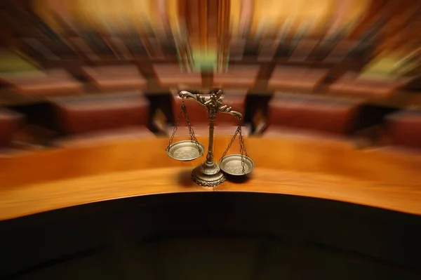 Symbol Law Justice Empty Courtroom Law Justice Concept — Stock Photo, Image