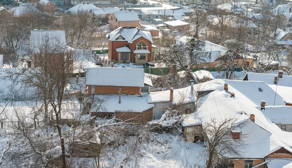 Ciudad Las Calles Están Cubiertas Nieve Invierno — Foto de Stock