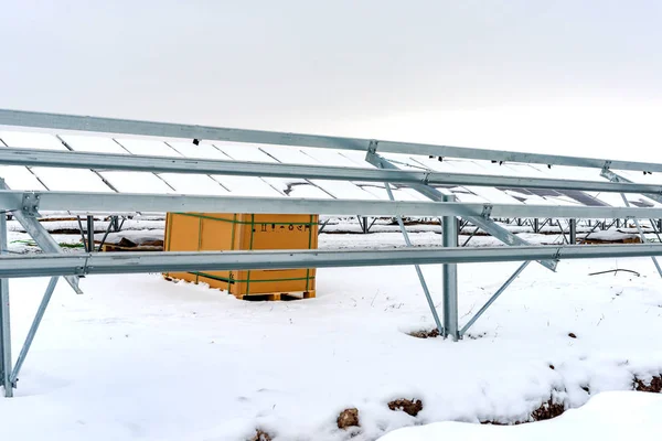 Mesas Metal Para Fixação Painéis Solares Inverno — Fotografia de Stock