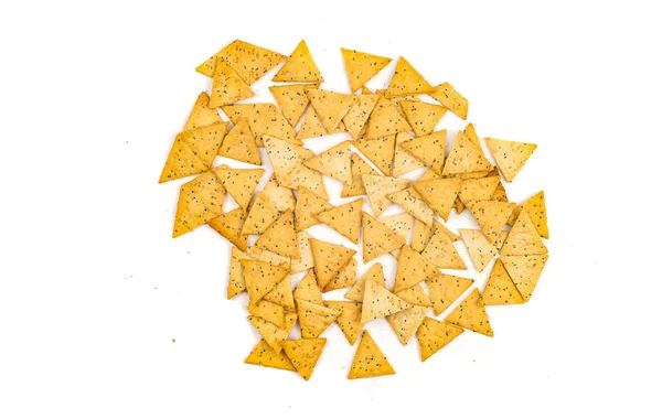 Cracker Kekse Form Eines Dreiecks Auf Weißem Hintergrund — Stockfoto
