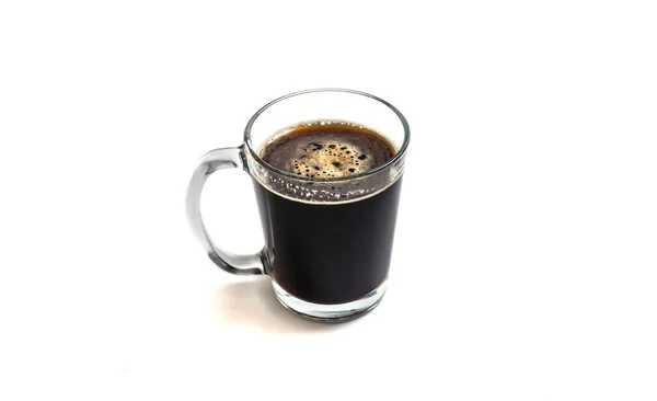 透明カップに白地にホット コーヒー — ストック写真