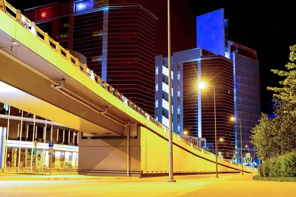 Elevated Road Bridge Background Office Buildings City Night Royalty Free Stock Photos