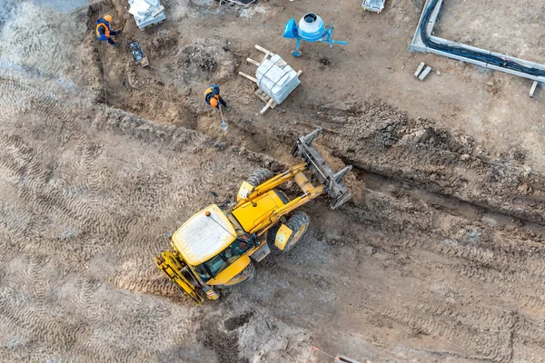 Tracteur jaune - vue de dessus — Photo