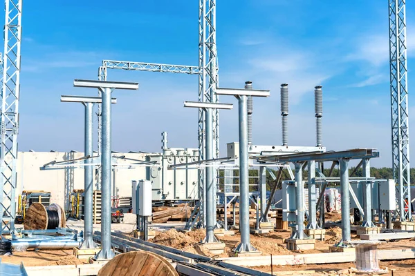 Construction of electrical substation and equipment installation