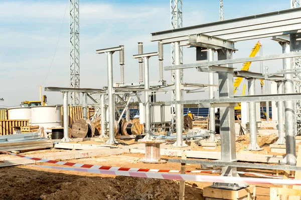 Construction of electrical substation and equipment installation