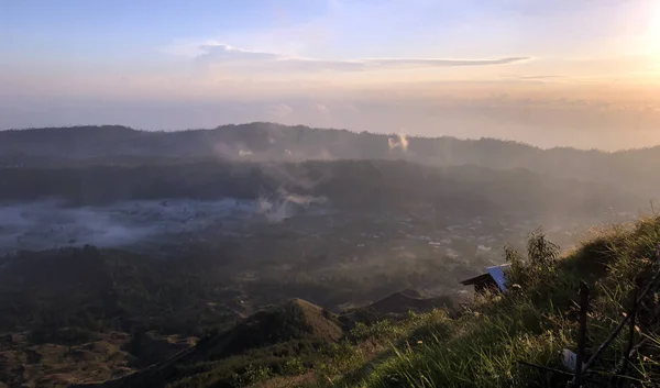 Magnifique Lever Soleil Depuis Sommet Mont Batur Bali Indonésie — Photo