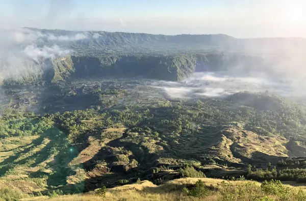 Vacker Soluppgång Från Toppen Mount Batur Bali Indonesien — Stockfoto