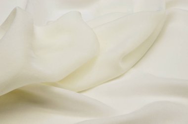 Kumaş ipek, şifon iki katlı Fildişi
