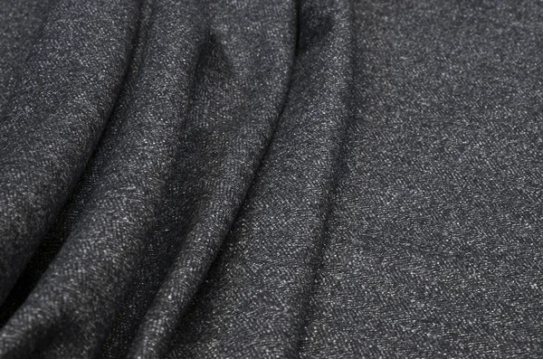 Fabric suit tweed black-beige from wool