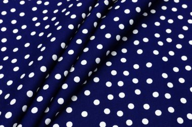 Pamuk kumaş, beyaz bezelye koyu mavi