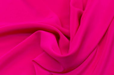 İpek kumaş, krep de chine parlak pembe renk