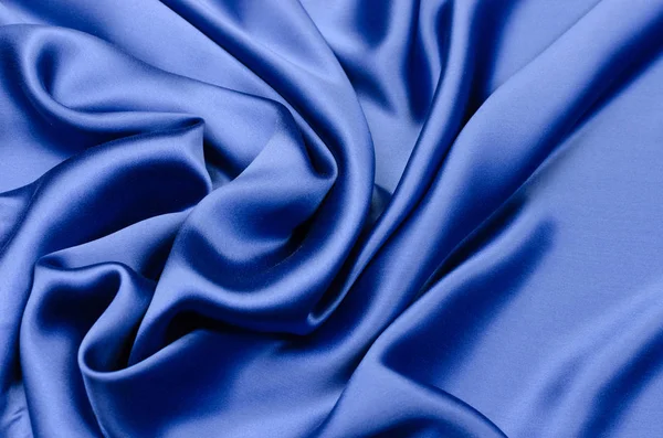 Silk Satin Fabric Blue — Stock Photo, Image