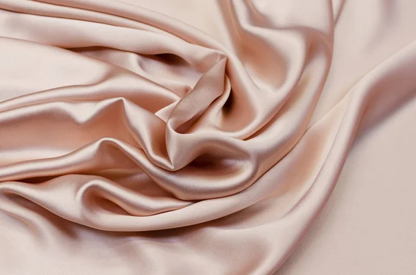 Silke Satin Tyg Ljus Beige Och Rosa Färg — Stockfoto