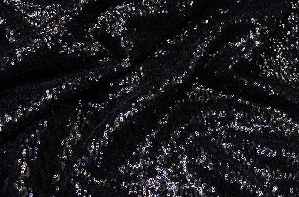 Synthetic fabric black with sequins