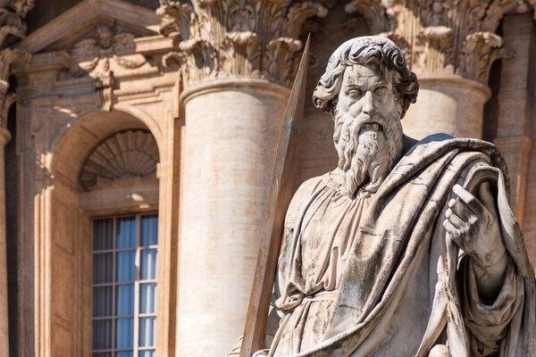Statue Apostle with sword on St.Peter square in Vatican