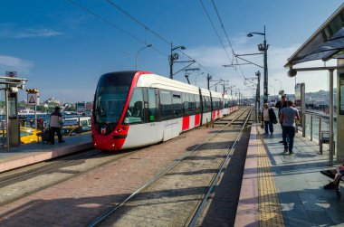 İstanbul / Türkiye - 02 Mayıs 2018 ; Transportat için modern bir tramvay