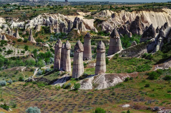 Hegyvidéki Táj Cappadocia Anatólia Törökország Vulkanikus Hegyek Goreme Nemzeti Parkban — Stock Fotó