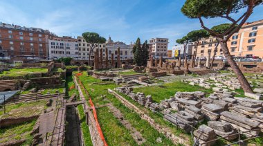 Roma, İtalya - 01 Nisan 2019: Largo di Torre Argent harabeleri