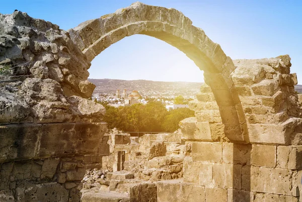 Saranda Kolones Fragment Kato Pafos Arkeologiska Park Beläget Sydvästra Cypern — Stockfoto