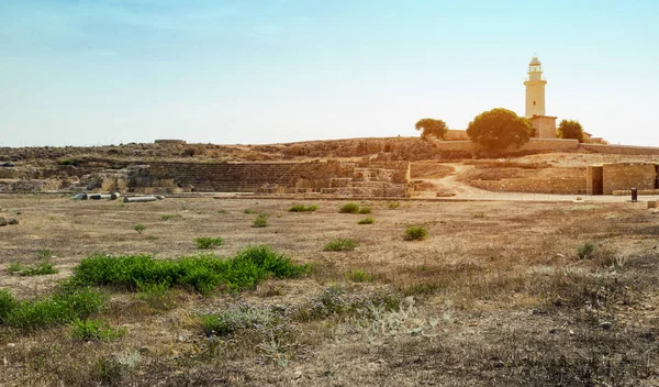 Antikes odeon amphitheater im archäologischen park von paphos (kato p Stockfoto