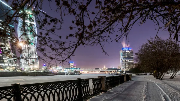 Vista Nocturna Del Centro Internacional Negocios Moscú —  Fotos de Stock