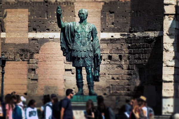 Rome Italy April 2019 Bronze Statue Imp Caesari Nervae Augustus — Stock Photo, Image