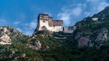 Athos, Chalkidiki, Yunanistan 'daki Simonopetra (Simonos Petra) Manastırı