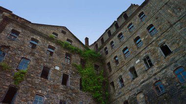 Makedonya 'nın Athos Dağı' ndaki St Andrews Skete ve ortodoks kilisesinin manzarası