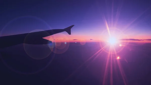 Cores Subtis Bonitas Por Sol Tomadas Uma Janela Avião — Fotografia de Stock