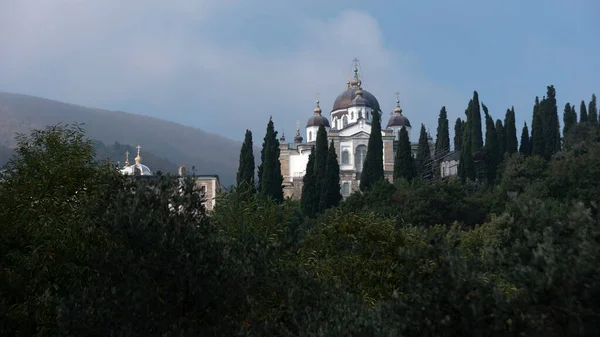 Paisaje Escénico Andrews Skete Iglesia Ortodoxa Monte Athos Macedonia Grecia — Foto de Stock