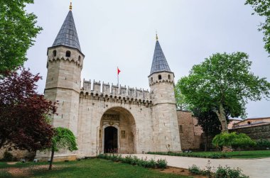 Topkapi Palace. Istanbul, Topkapi Palace entrance. Topkapi Palace entrance and towers clipart