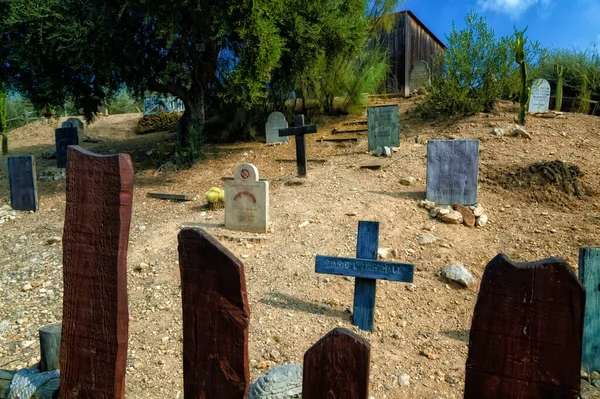 Cimetière Dans Paysage Cinématographique Ville Occidentale Dans Désert — Photo